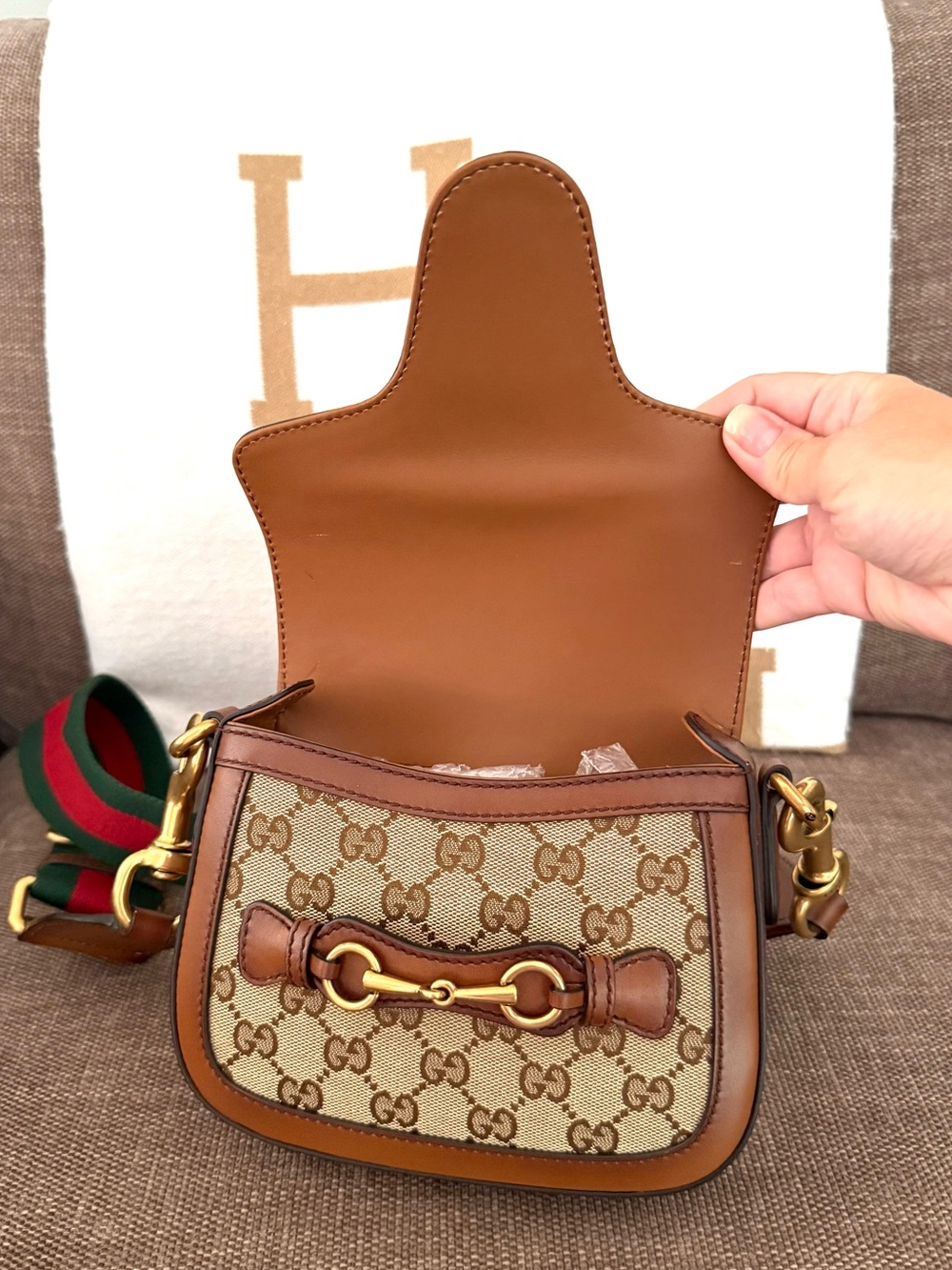 Authentic Gucci Small Lady Web Shoulder Bagbrown monogram canvas - Picture 11 of 16
